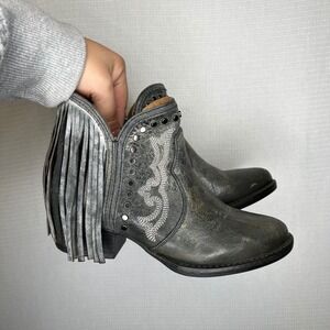 Sterling River Boots Fringe Western Ankle Booties Women's Size 7.5M Gray